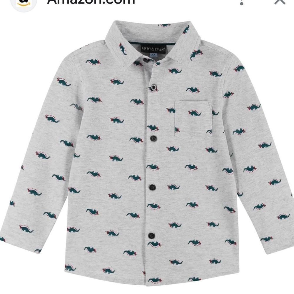 Andy and Evan F2226661B Long sleeve button down Steggosaurus shirt NWT